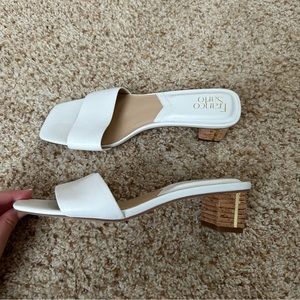 Franco sarto white cork wedge sandal size 9.5